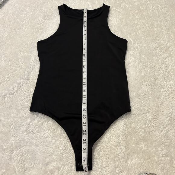 Express Women’s Body Contour Bodysuit Sz S Black Business Core Preppy Minimalist - Picture 4 of 6